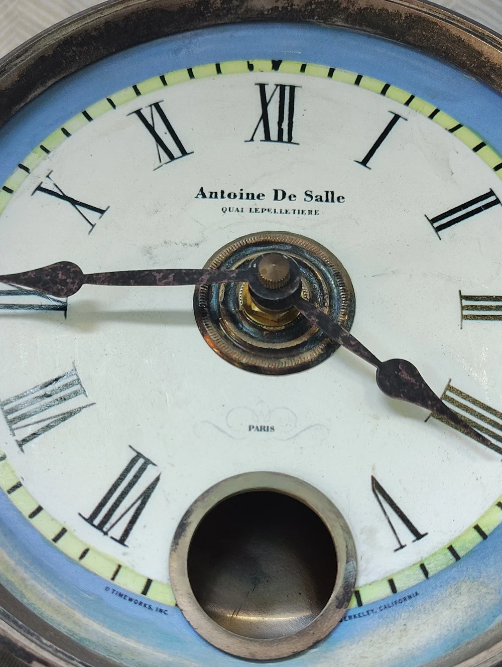 Blue Accent Vintage-Style Wall Clock